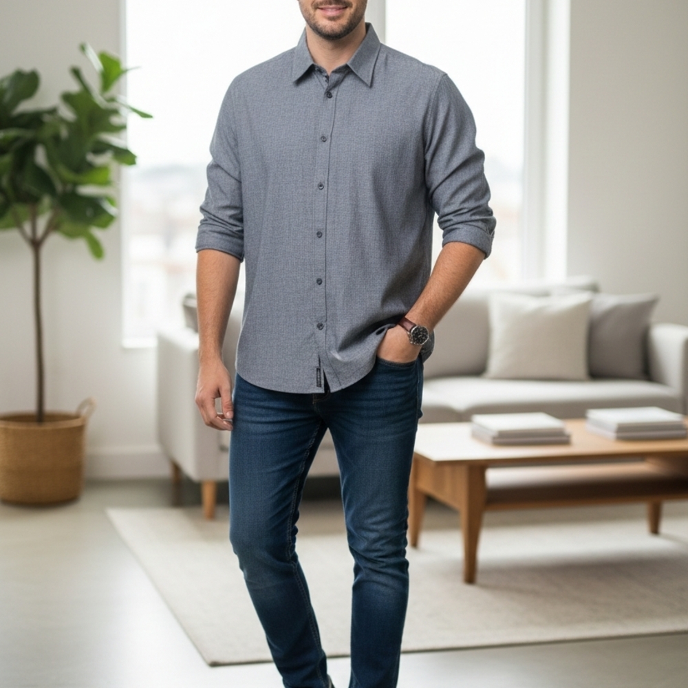 Men's Classic Gray Button Down Shirt